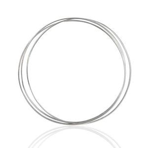 SILVER Polished Connected BANGLE BRACELET - B50054